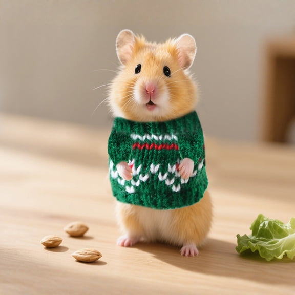 Small Pet Supplies Warm Dog Sweater Guinea Pig Clothes Knit Holiday Pet Outfit Green for Hamsters Syrian Bears and Small Rodents