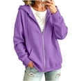 thumbnail image 2 of Zip Up Hoodie Women Long Sleeve Full Zipper Oversized Sweatshirt Comfy Travel Track Jacket Fall Clothes with Pockets,L, 2 of 8