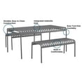 thumbnail image 4 of Novogratz Poolside Gossip, Ola All-Steel Table and Bench Set, Charcoal, 4 of 6
