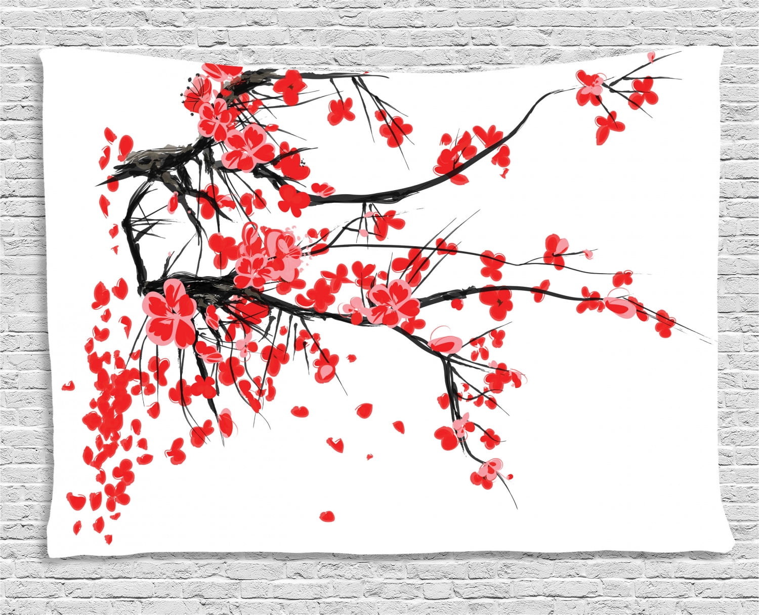 Floral Tapestry, Japanese Cherry Blossom Sakura Blooms Branch Spring