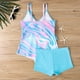 thumbnail image 5 of WILLBEST Traje de Baño de Manga Larga Para Mujer, Traje de Baño Tankini de Dos Piezas Con Tirantes, Top Con Pantalones Cortos, Traje de Baño de Playa Sexy de Talla Grande 532, 5 of 5