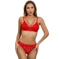 thumbnail image 2 of Varsbaby Women's Wirefree Bra and Lace Thongs Sexy Lingerie Set, 2 of 5
