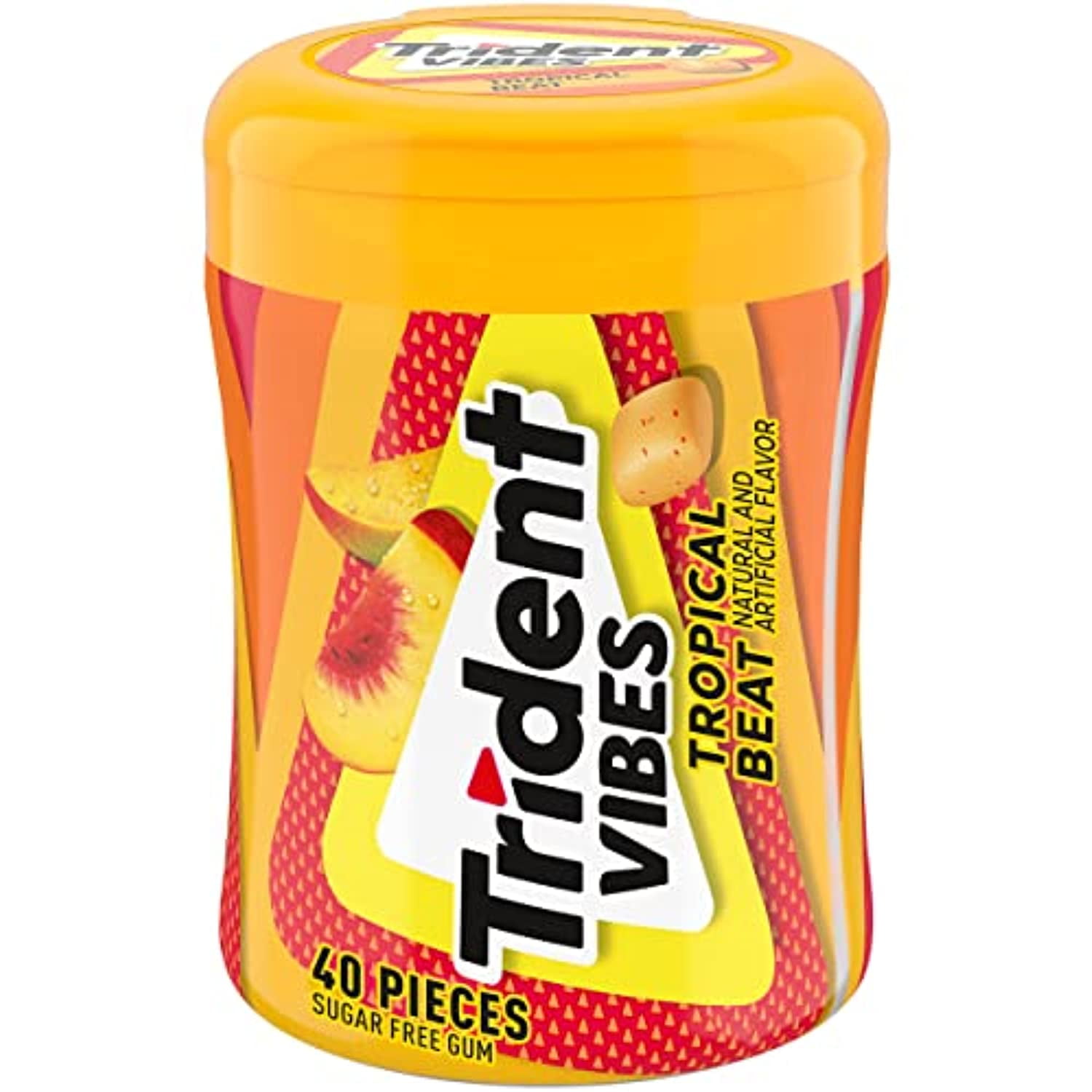 Trident Vibes Gum, Sugar Free, Tropical Beat, 40-Ct