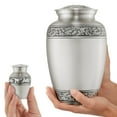 thumbnail image 3 of Reminded Set of 5 Floral Cremation Urns for Human Ashes - 1 Brass Adult + 4 Keepsake Token Size, Silver, 3 of 7