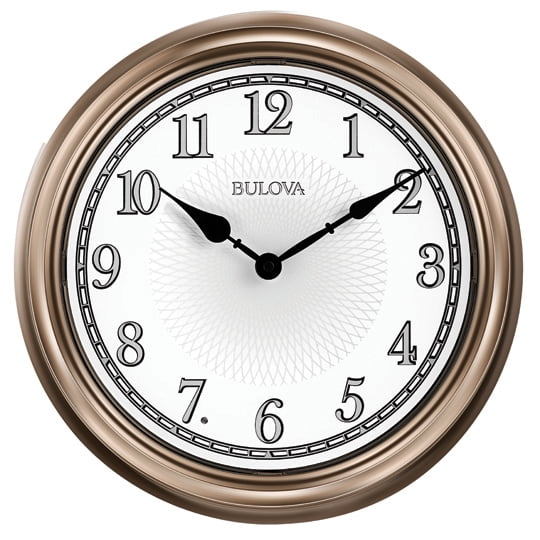Bulova Reedham Analog Quartz 14" Solid Wood and Aluminum Wall Clock C4228 