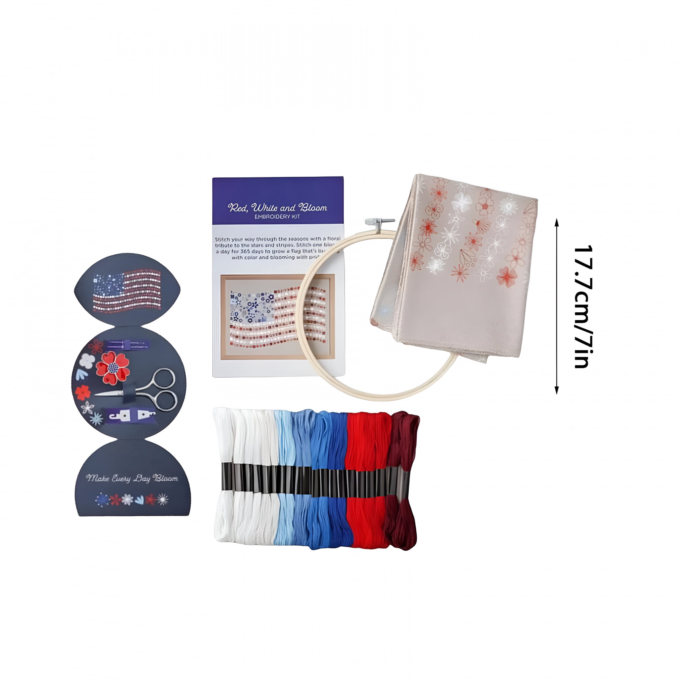 TUWAFE 2026 New Red,White Bloom Embroidery Kit,Us 250Th Anniversary Cross Stitch Kit,365-Day Floral American Flag Needlework Set,Full Range of Embroidery Starter Kits for Beginners Adults