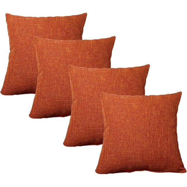 Paquete de 4 Fundas de Cojines 45x45cm Funda de Cojín de Lino 45,7x45,7cm Funda de Almohada Decorativa Cuadrada, con Cremallera Invisible para Sofá Cama Coche Oficina Naranja ER