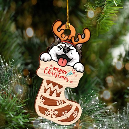 

3pcs 2022 Christmas New Pet Dog Wooden Pendant Christmas Decorative Articles Holiday Gift Hanging Ornaments