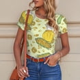 thumbnail image 6 of Rocae Corn And Corn Oil for One Piece Round Neck Short Sleeve Bodysuits for Women Casual Basic Bodysuit Daily Jumpsuit T Shirts-Small, 6 of 7