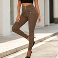 thumbnail image 6 of hlysgo Womens Jeggings Pants High Elastic Waist Casual Stretch Pant Fashion Business Officewear Trousers with Pockets Coffee,S, 6 of 6