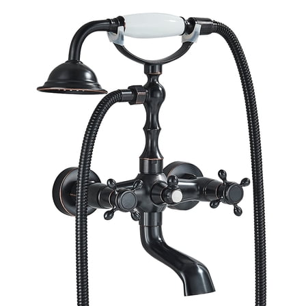 Clawfoot Tub Bathtub Bronze Shower Faucet System with Hand Shower Sprayer