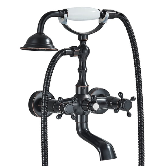 Clawfoot Tub Bathtub Bronze Shower Faucet System with Hand Shower Sprayer
