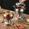 thumbnail image 2 of Single hot pot, with lid and handle Pot Shabu hot pot made of stainless steel, Chinese hot pot, single small hot pot made of thickened, for gas stoves, induction stoves, 2 of 5