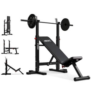 Mikolo Adjustable Weight Bench with Squat Rack, 660 lbs