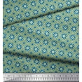 thumbnail image 2 of Soimoi Blue polyester Crepe Fabric Floral & Circle Geometric Printed Craft Fabric by the Yard 52 Inch Wide, 2 of 3