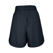 Womens Casual Summer Wide Leg Dress Shorts With Elastic Waist Comfortable Elegant Work Shorts Professional Office Career Fashion Pants