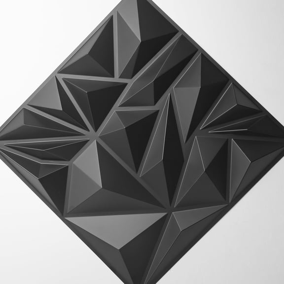 50-Pack 3D Wall Panels for Interior Wall Decor, Modern Diamond Textured Accent Wall Paneling for Gaming Living Room TV Wall Background, 12 x 12 inch Black