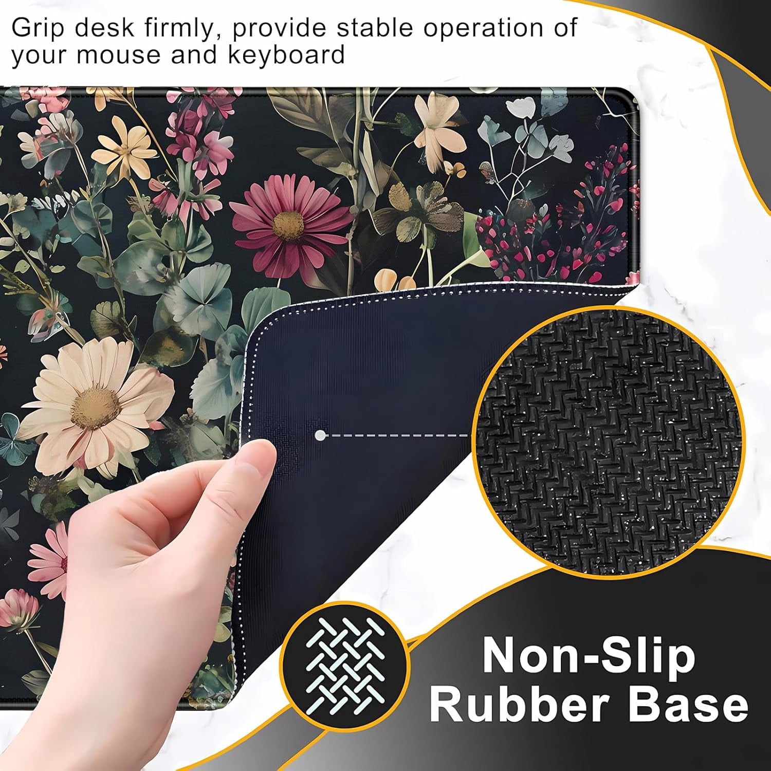 Floral Cottage Desk Mat 31.5''X11.8'' Botanical Mouse Pad Large Vintage Garden Aesthetic Desk Pad Extended Big Mousepad Keyboard Mouse Mat Romantic Gift for Her Student or Home Office