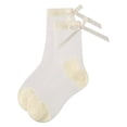 thumbnail image 7 of MeMoi Women's Silky-Sheer Cotton-Rich Crew Sock with Satin Bow - Girls - Female, 4, Winter White, 7 of 7