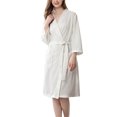 thumbnail image 6 of Women Water Absorption Bath Robe Solid Waffle Bathrobe Spa Home Dress Nightgown, 6 of 9
