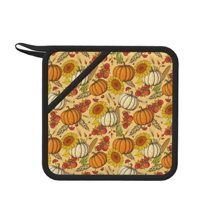 

1 PCS Pot Holders for Kitchen - Heat Resistant Silicone Pot Holders with Hanging Loop Pumpkin And Sunflower Non Slip Oven Hot Pads Potholders for Decor Baking Cooking Kitchen