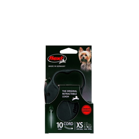 2 Retractable Cord Leash - Flexi Retractable Dog Leash, 10 Ft. Cord Dog Walking Leash, XS for Dogs up to 18 Lbs. Black, Fast and Reliable 1-Hand Braking System with Permanent Braking Feature