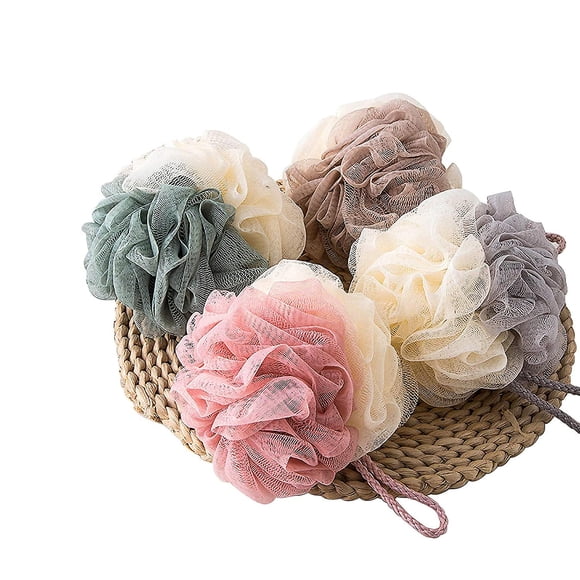 Jinsinto 4 Pack Loofah Bath Sponge Lace Mesh,sponge Loofahs, Multi Color Bath Loofah Sponge Assortment For Silky Skin, Full Cleanse Lather Luxurious Bathing