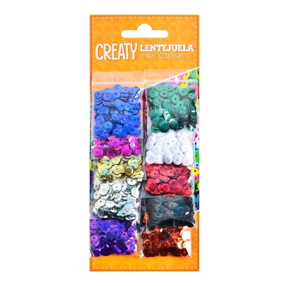 Paquete de Lentejuelas Creaty Chicas Varios Colores 10 Bolsitas