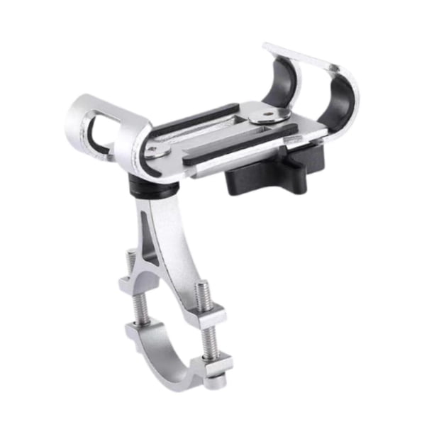 Soporte para teléfono de bicicleta, resistente y ajustable, con abrazadera de aleación de aluminio. Plateado rotativo
