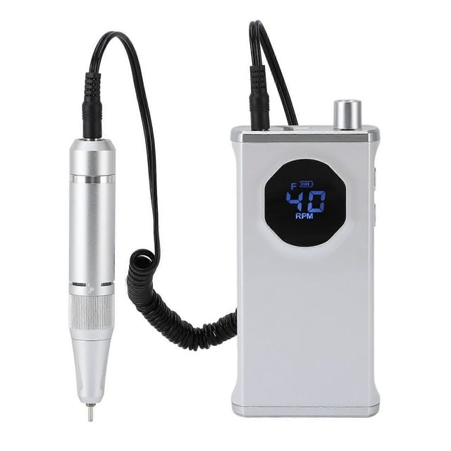 40000RPM Electric Nail Drill Rechargeable Professional Nail File Acrylic Gel Grinder with Dust Brush Nail Drill Bit Holder White