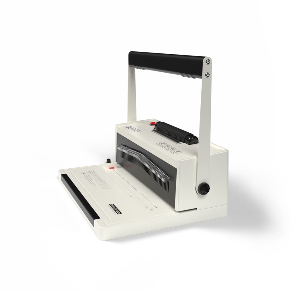 TB-S20A: TruBind Spiral Coil Spine Binding Machine with Electric Coil Spine Inserter, Manual Punch, Round Holes, 4:1 Pitch, White and Black
