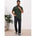thumbnail image 2 of DARING DIVA Men's Jacquard Short Sleeve Button Down Collared Polo Shirts S Green, 2 of 7