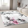 thumbnail image 3 of 2 x 3 ft Washable Area Rug for Living Room Ink Painting Plants Bamboo Flowers Ultra Soft Low-Pile Floor Rugs with Non Slip Rubber Backing White, Indoor Floor Carpet for Dining Room Home Office Decor, 3 of 7