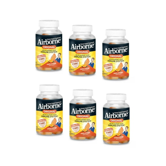 6 Pack - Orange Flavored Gummies,1000mg of Vitamin C and Minerals & Herbs Immune Support 42 ea