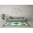 thumbnail image 3 of Ahgly Company Machine Washable Indoor Rectangle Persian Turquoise Blue Traditional Area Rugs, 7' x 9', 3 of 4