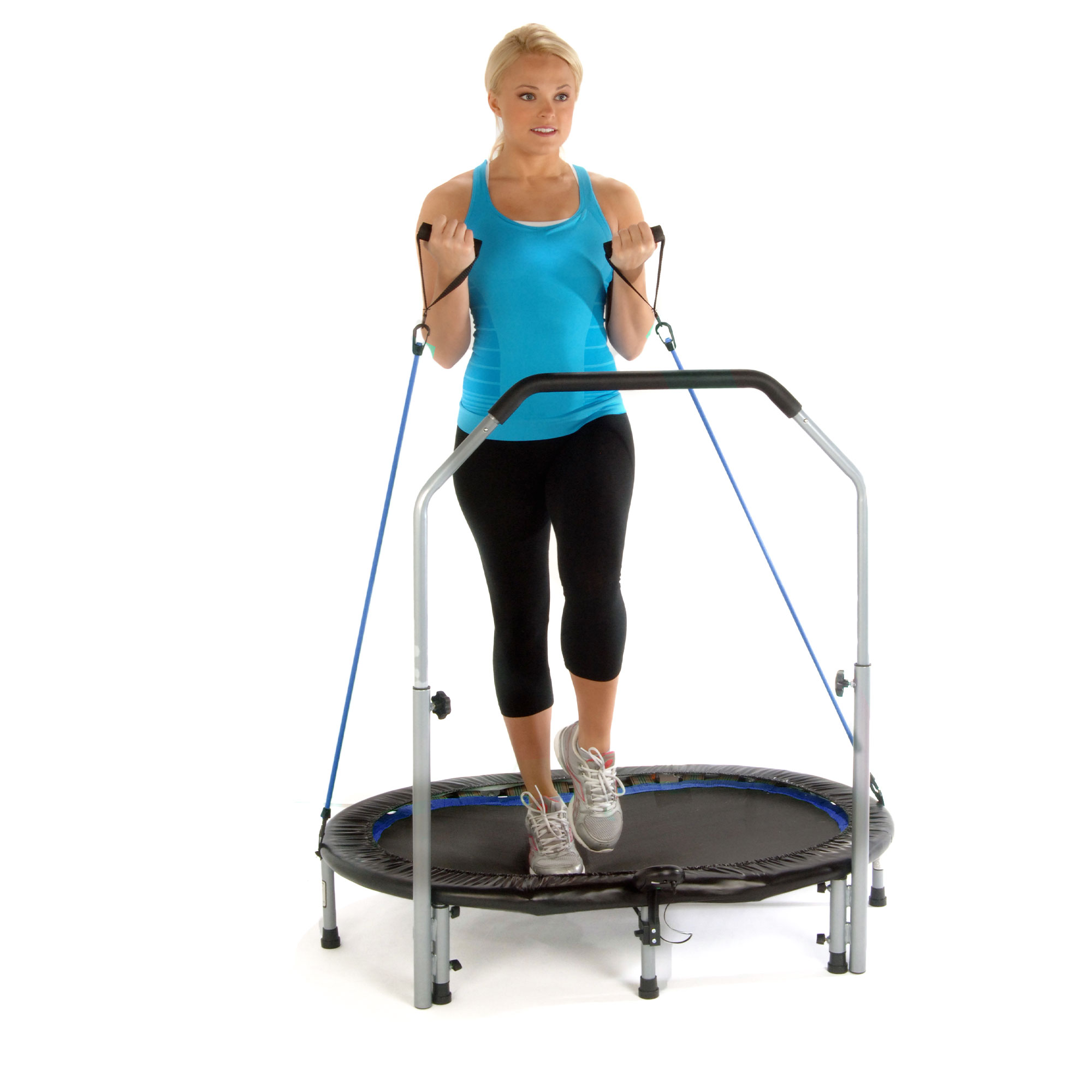 Stamina InTone Oval Fitness Rebounder Trampoline with Handlebars, White - image 3 of 8
