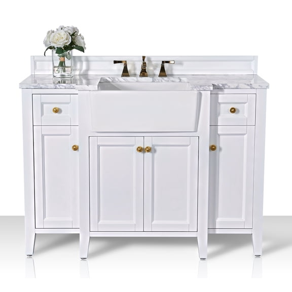 Ancerre Designs Adeline 48" Farmhouse Wood Bathroom Vanity Set in White