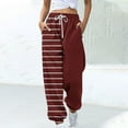 thumbnail image 2 of PuLe pants for women Women Printed Baggy Sweatpants Pockets High Waist Joggers Pants Contrast Color Sporty Athletic Lounge Trousers, 2 of 5
