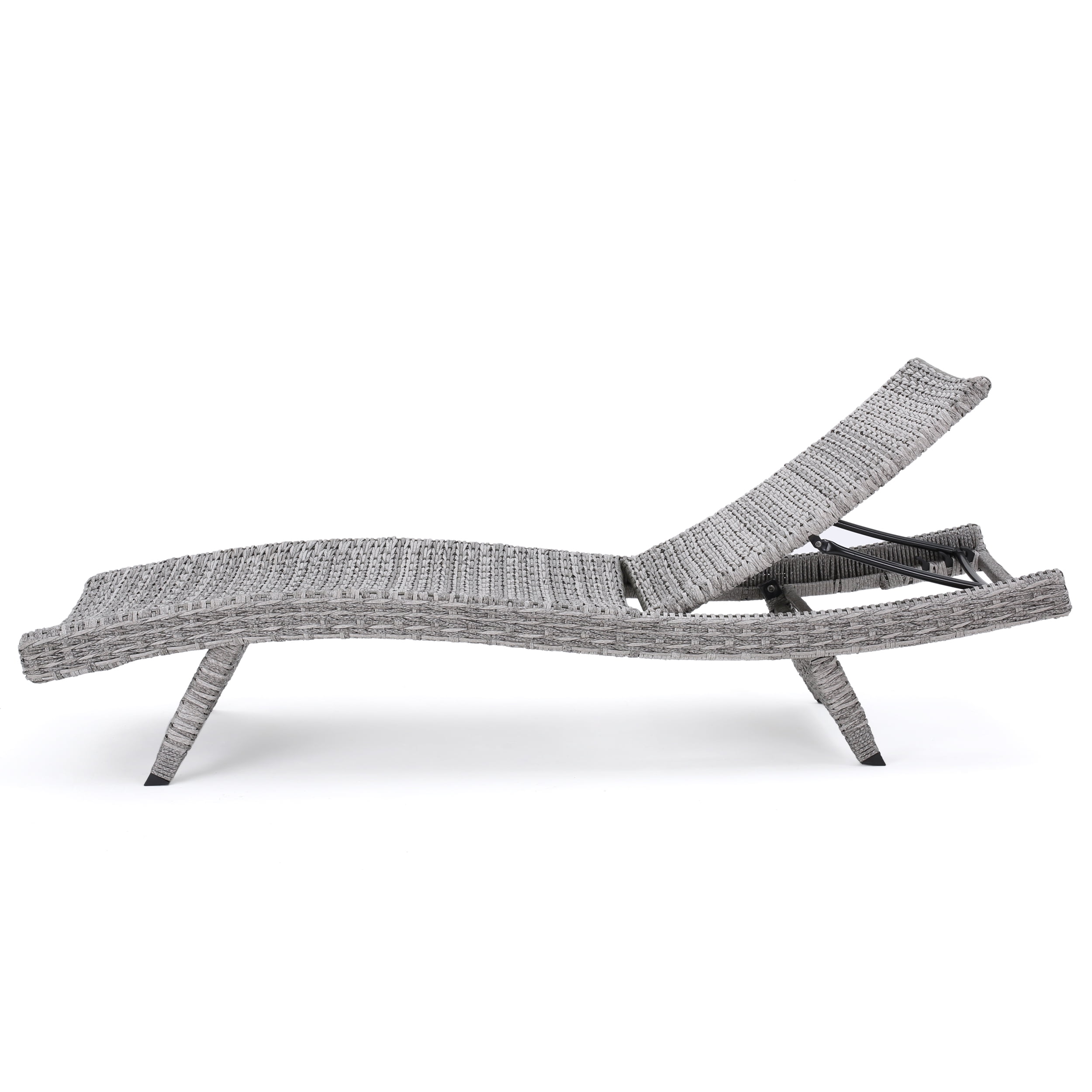 Julian Outdoor Wicker Chaise Lounge, Set of 2, Grey