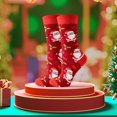 thumbnail image 2 of KelaJuan Christmas Socks, Soft Warm Elastic Cartoon Snowman Santa Claus Printed Casual Socks Holiday Socks Gift, 2 of 6