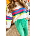 thumbnail image 2 of Women's Plus Size White Colorful Striped Drop Shoulder Loose Sweatshirt - [ZhiHiMeRi] | (US 26W-28W)4X, 2 of 6