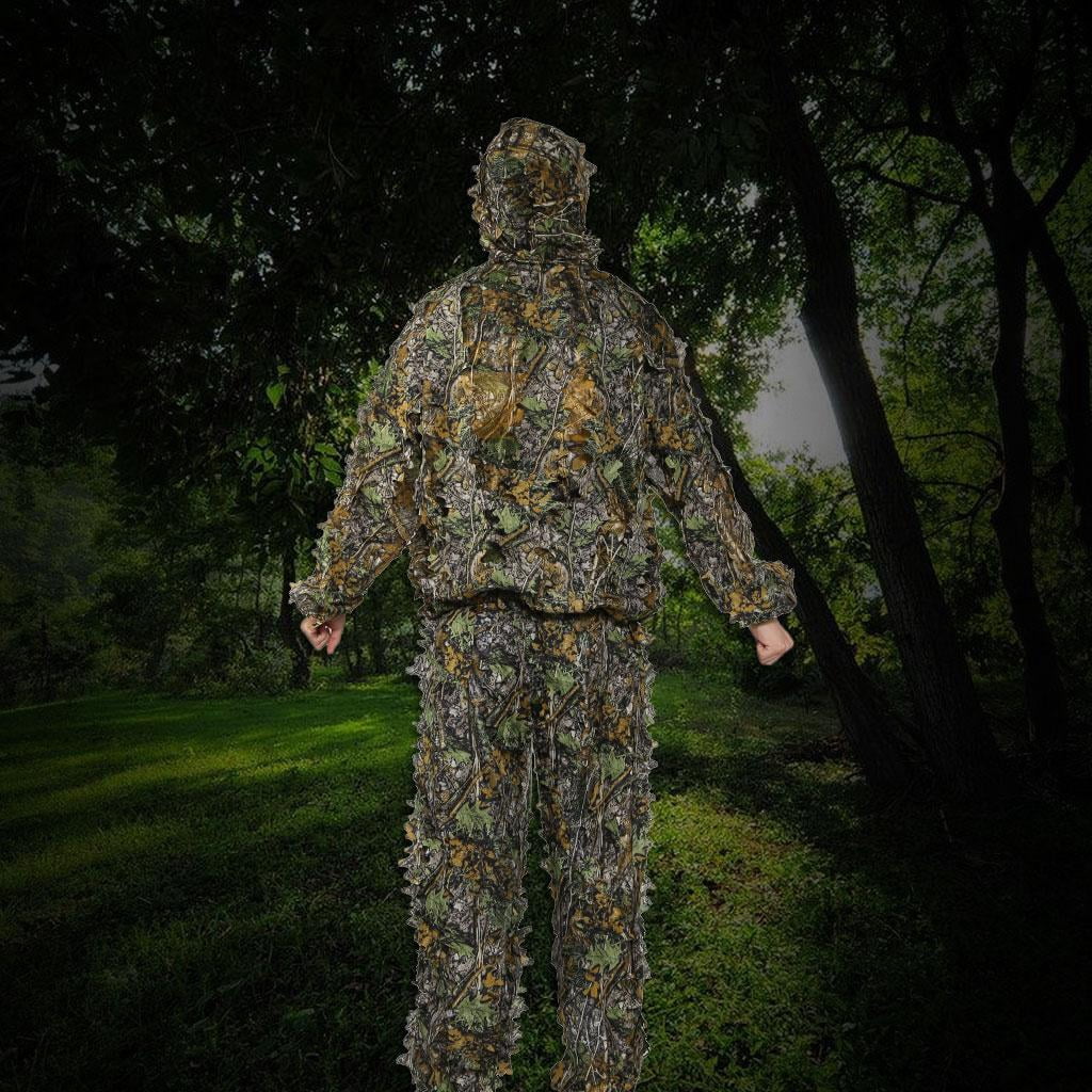 1 Set Hunting Clothes 3D Leaf Coat Trousers Camouflage Outdoor Jungle Watch Bird