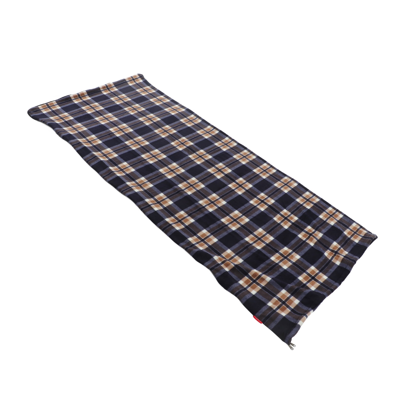 YAHHU Adult Fleece Sleeping Bag Portable Warm Lightweight Liner for Outdoor Camping Hiking Climbing Backpacking and Travel - Navy Blue Grid (70.8 in x 29.5 in)