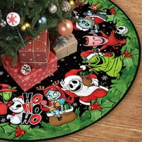 48'' Christmas Tree Skirt, Nightmare Before Christmas Tree Collar, Winter Xmas Tree Mat Indoor Outdoor Decor, Perfect Christmas Decorations for Home