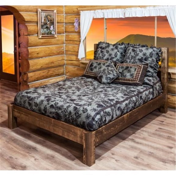 Montana Woodworks  Homestead Collection Twin Platform Bed with Storage - Stain & Lacquer Finish
