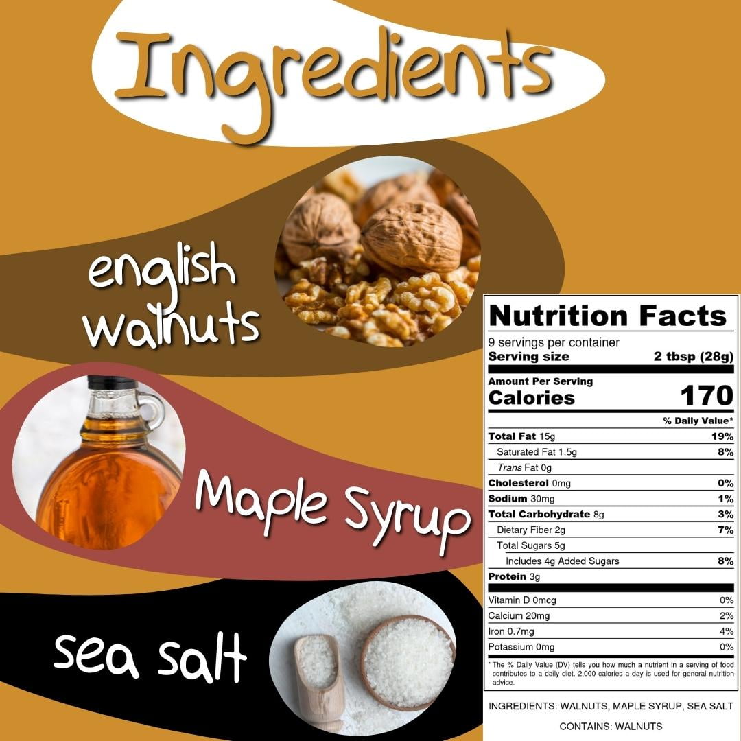 (3 pack) Crazy Go Nuts Walnut Butter - Maple, 9 oz (1-Pack) - Healthy Snacks, Keto, Vegan, Low Carb, Gluten Free, Superfood