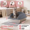 thumbnail image 3 of SHOUFTW 24 Inch Stainless Steel Cat Litter Box with Lid, Extra Large Enclosed Cat Litter Pan, High Wall Anti-Splash Design, Odor Control, Anti-Leakage, Includes Scoop and Mat, Dark Grey, 3 of 9