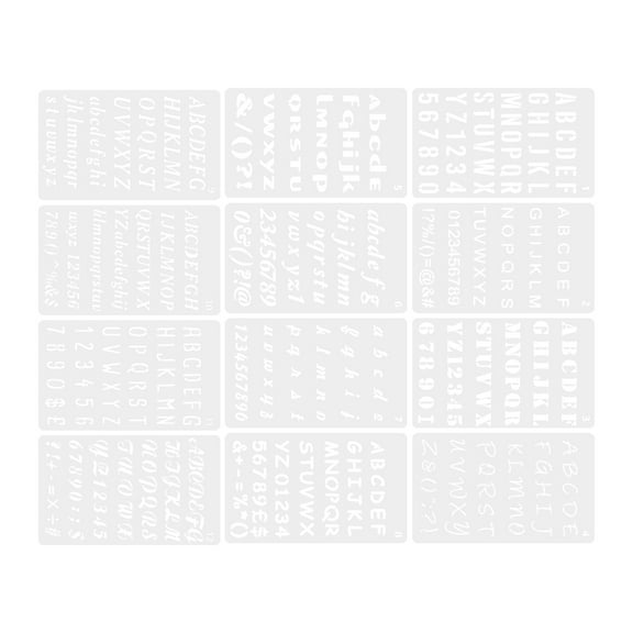 12 Sheets Alphabet Number Letter Stencils Large Set