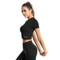 thumbnail image 6 of DREAM SLIM Short Sleeve Crop Tops for Women Tummy Cross Fitted Yoga Running Shirts Gym Workout Cropped Tank Tops, 6 of 6