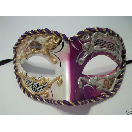 Purple White Vintage Musica Venetian Small Mardi Gras Masquerade Mask